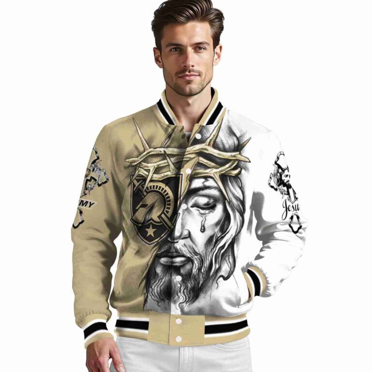 custom army black knights jesus tears gold white jacket high quality