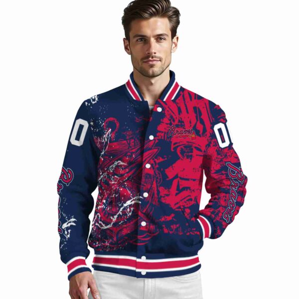 custom atlanta braves fishing art navy jacket high quality