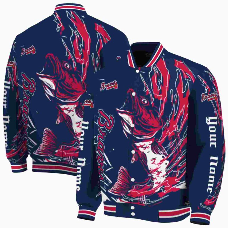 custom atlanta braves fishing passion navy white jacket fashion forward