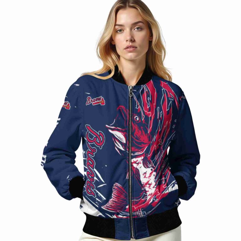 custom atlanta braves fishing passion navy white jacket latest model