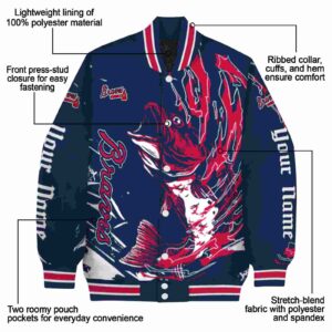 custom atlanta braves fishing passion navy white jacket new arrival