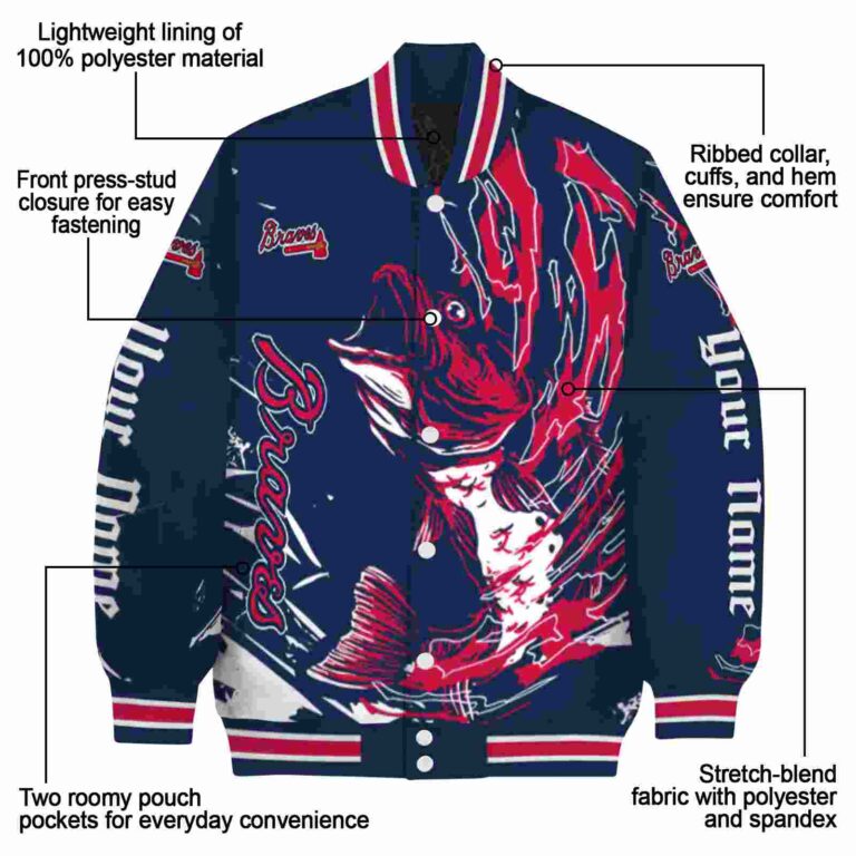 custom atlanta braves fishing passion navy white jacket new arrival