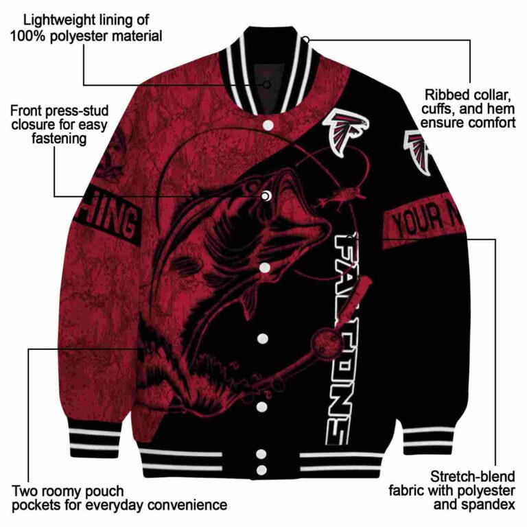 custom atlanta falcons fishing rod black jacket new arrival