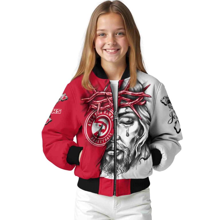 custom atlanta hawks jesus tears red white jacket top rated