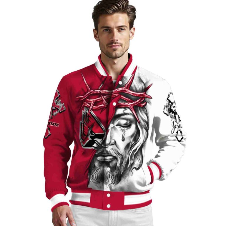 custom ball state cardinals jesus tears red white jacket high quality