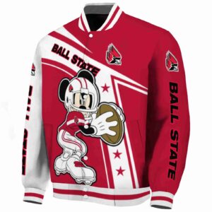 custom ball state cardinals mickey football red white jacket best selling
