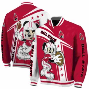 custom ball state cardinals mickey football red white jacket fashion forward