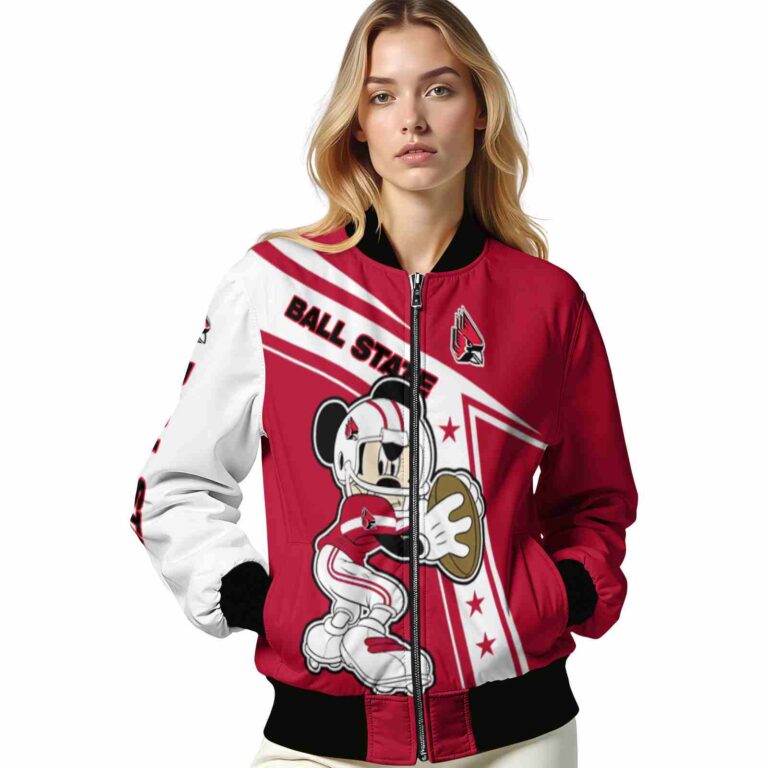 custom ball state cardinals mickey football red white jacket latest model