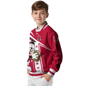 custom ball state cardinals mickey football red white jacket trendy