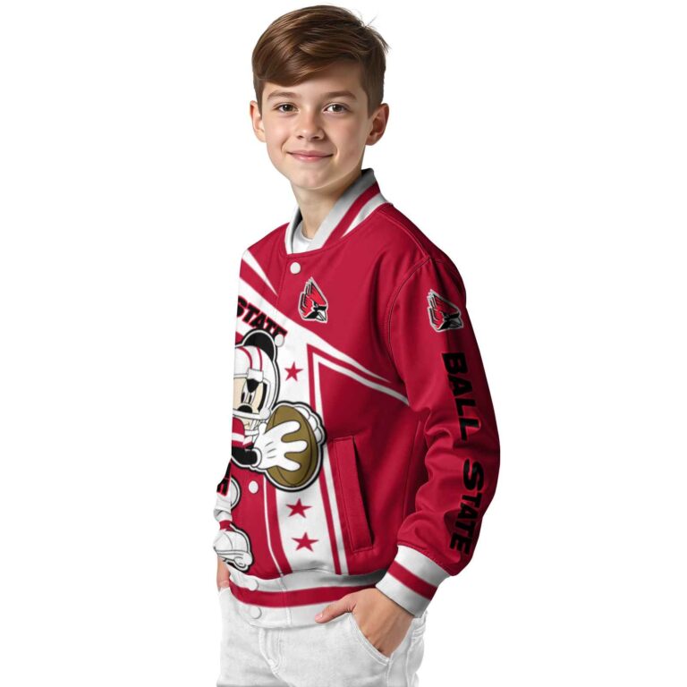 custom ball state cardinals mickey football red white jacket trendy