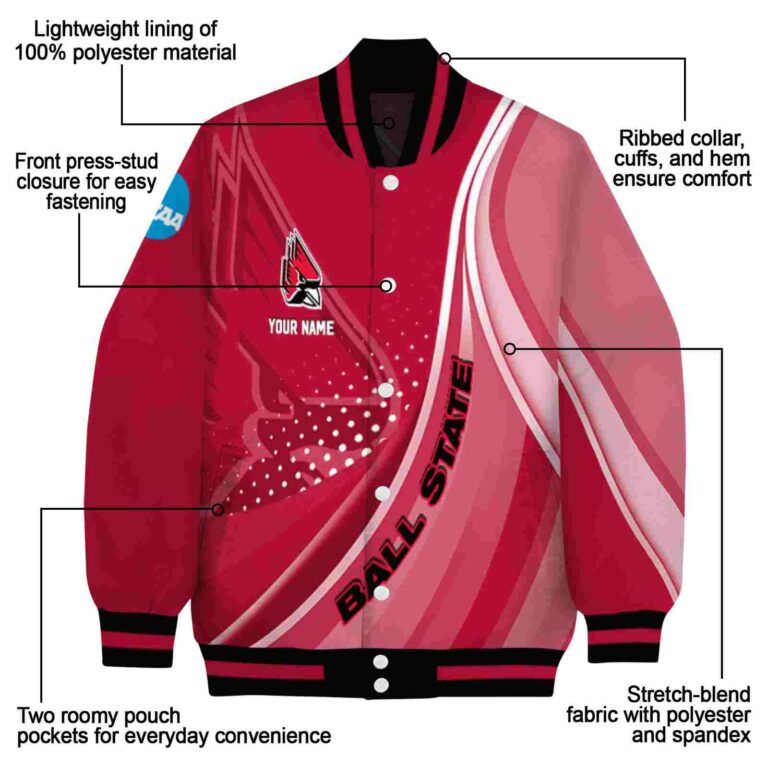 custom ball state cardinals wave patterns red jacket new arrival