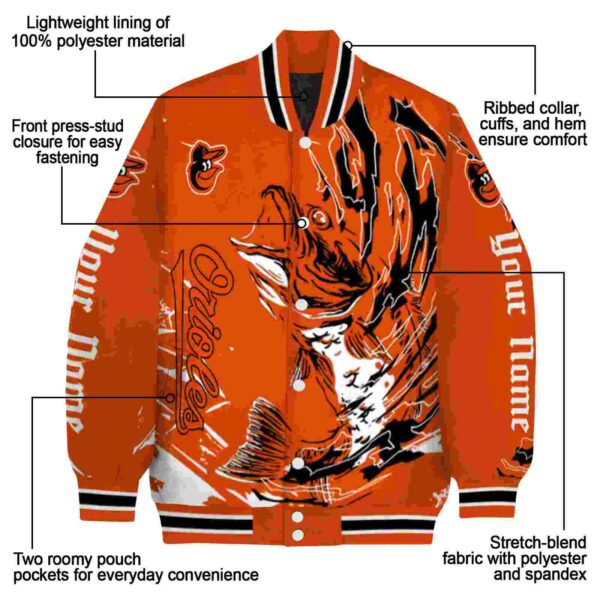 custom baltimore orioles fishing passion orange white jacket new arrival