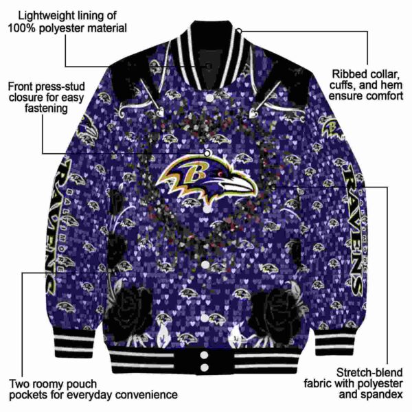 custom baltimore ravens heart explosion purple jacket new arrival