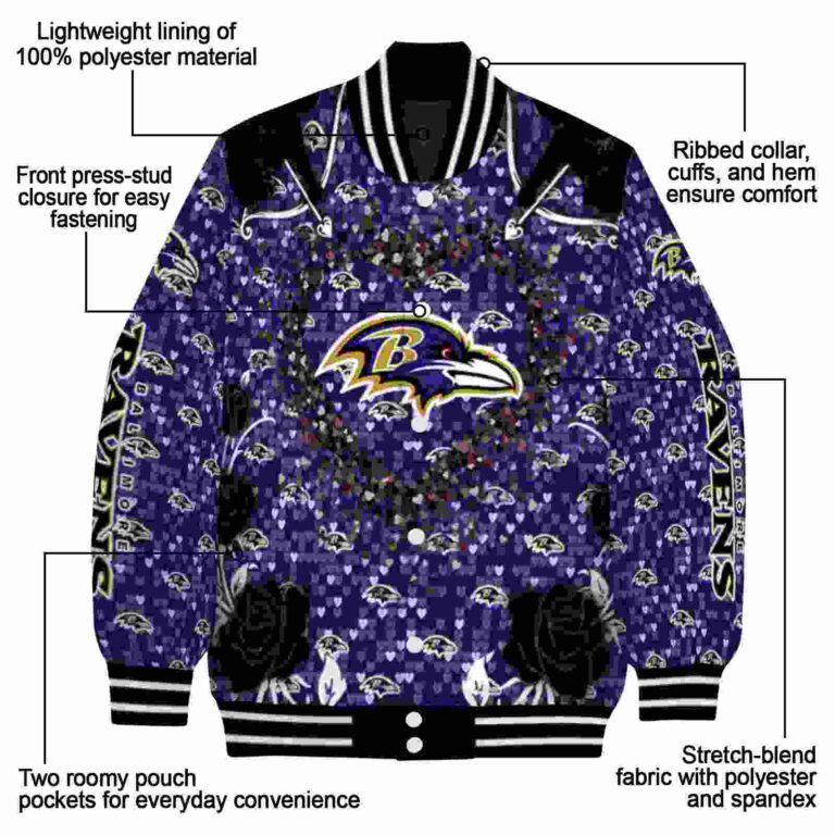custom baltimore ravens heart explosion purple jacket new arrival