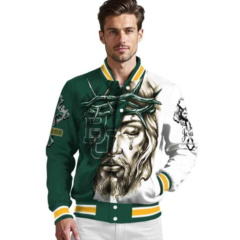 custom baylor bears jesus tears green white jacket high quality