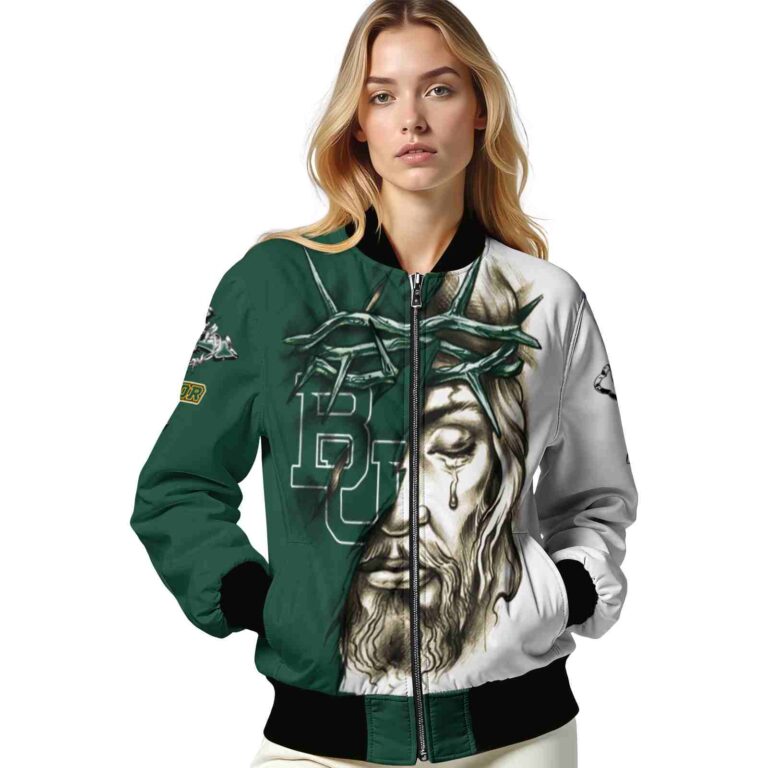 custom baylor bears jesus tears green white jacket latest model