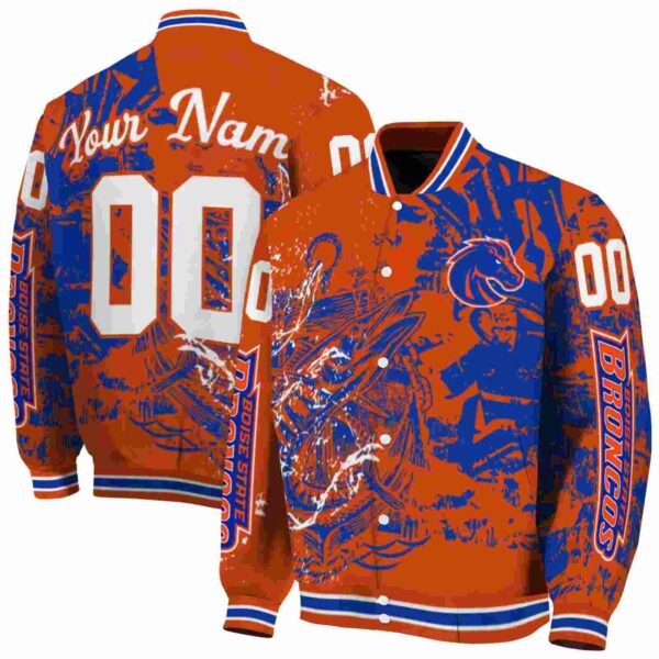 custom boise state broncos fishing art orange jacket fashion forward