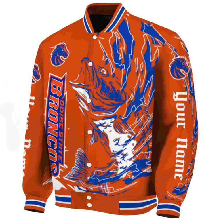 custom boise state broncos fishing passion orange white jacket best selling