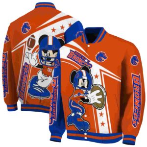 custom boise state broncos mickey football orange white jacket fashion forward