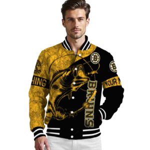 custom boston bruins fishing rod black jacket high quality