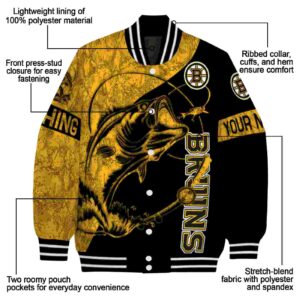 custom boston bruins fishing rod black jacket new arrival
