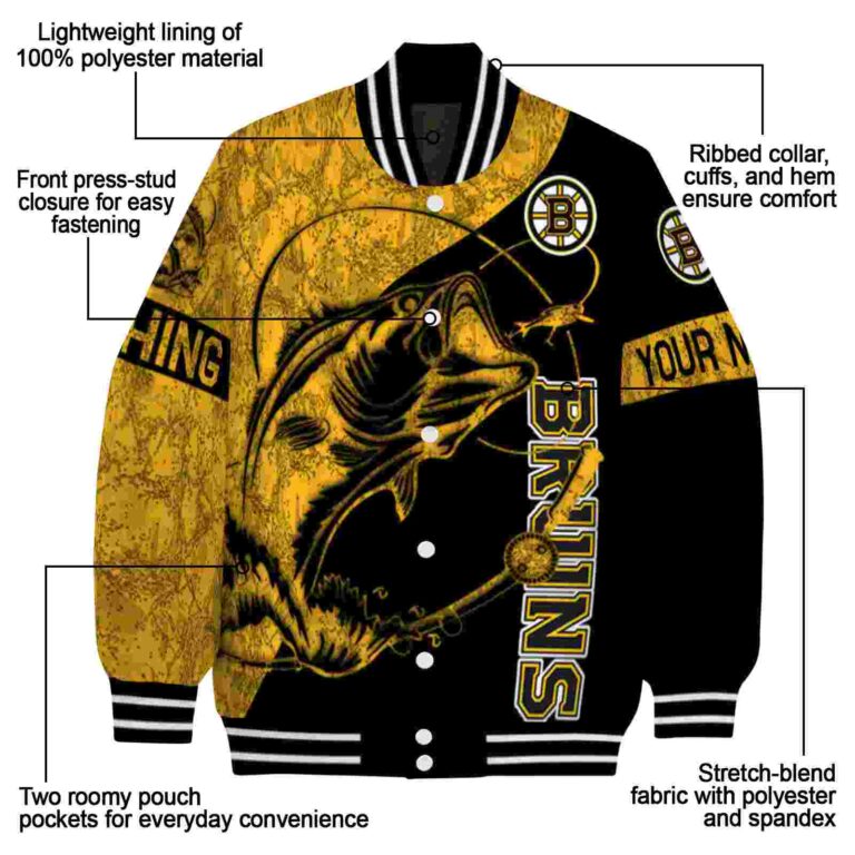 custom boston bruins fishing rod black jacket new arrival