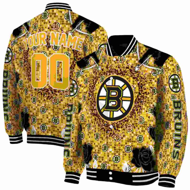 custom boston bruins heart explosion gold jacket fashion forward