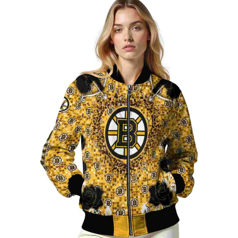 custom boston bruins heart explosion gold jacket latest model
