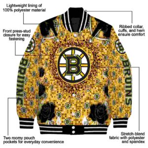 custom boston bruins heart explosion gold jacket new arrival