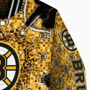 custom boston bruins heart explosion gold jacket premium grade