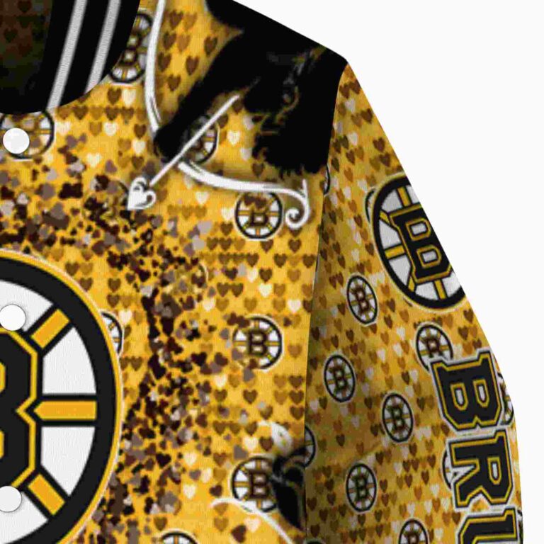 custom boston bruins heart explosion gold jacket premium grade