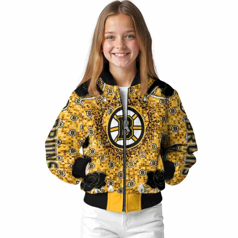 custom boston bruins heart explosion gold jacket top rated