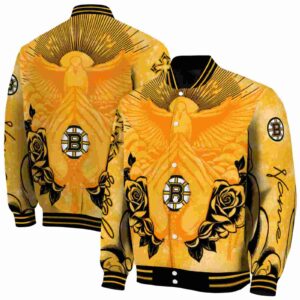 custom boston bruins praying hands gold jacket fashion forward