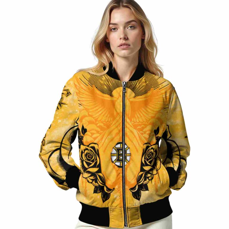 custom boston bruins praying hands gold jacket latest model