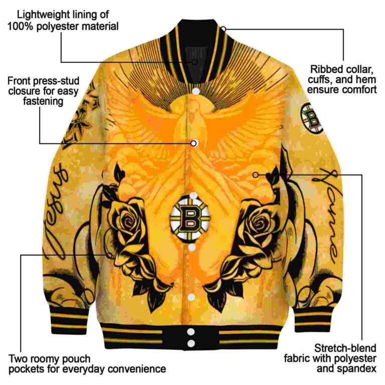 custom boston bruins praying hands gold jacket new arrival