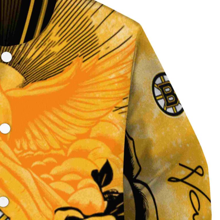 custom boston bruins praying hands gold jacket premium grade