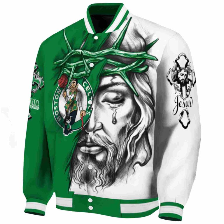 custom boston celtics jesus tears green white jacket best selling