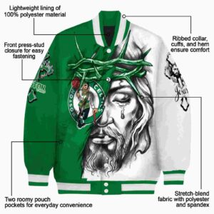 custom boston celtics jesus tears green white jacket new arrival