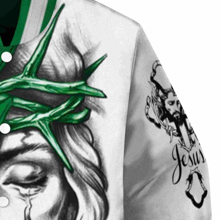 custom boston celtics jesus tears green white jacket premium grade