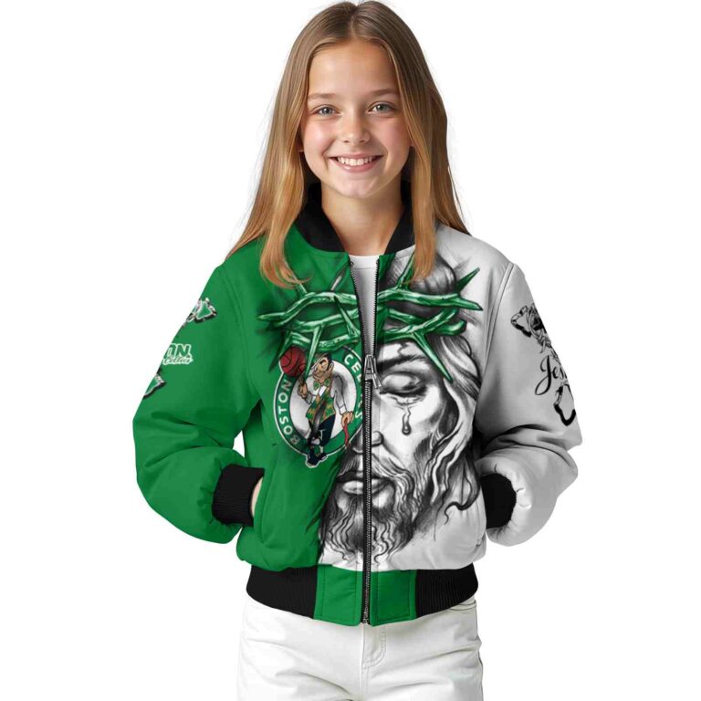 custom boston celtics jesus tears green white jacket top rated