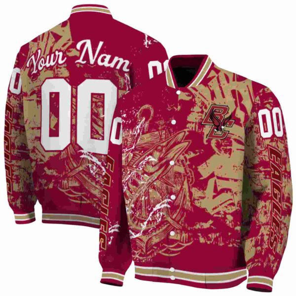custom boston college eagles fishing art maroon jacket fashion forward
