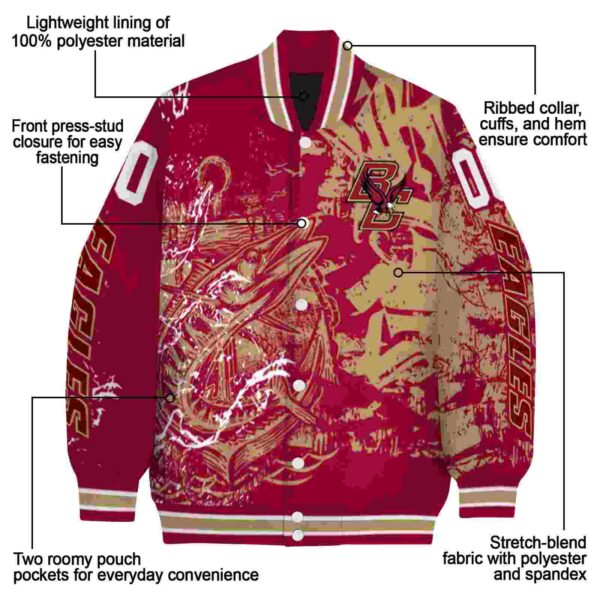 custom boston college eagles fishing art maroon jacket new arrival