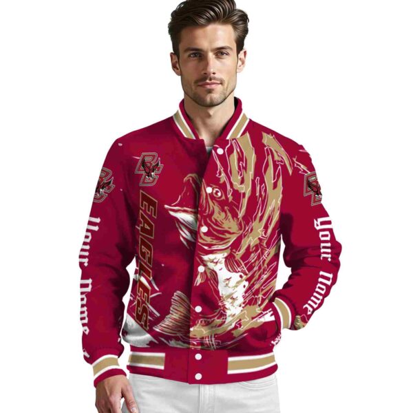 custom boston college eagles fishing passion maroon white jacket high quality