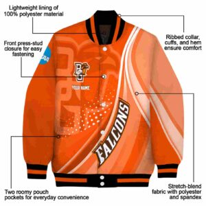 custom bowling green falcons wave patterns orange jacket new arrival