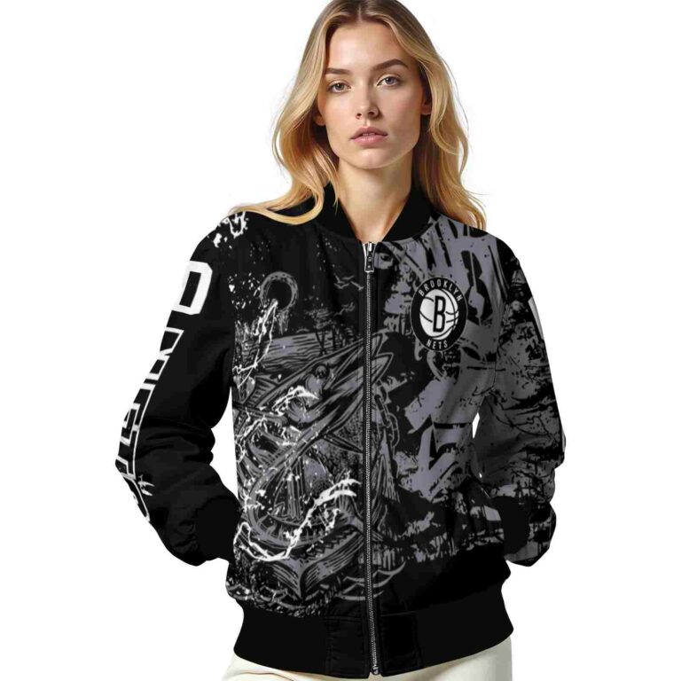 custom brooklyn nets fishing art black jacket latest model