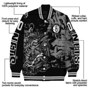 custom brooklyn nets fishing art black jacket new arrival