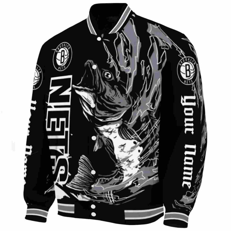 custom brooklyn nets fishing passion black white jacket best selling