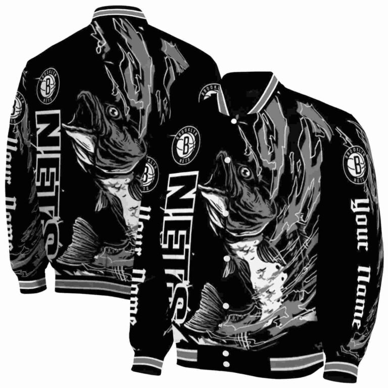 custom brooklyn nets fishing passion black white jacket fashion forward