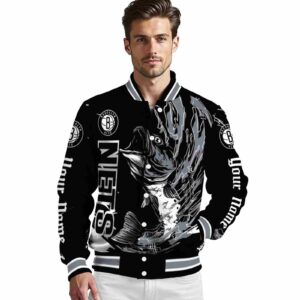 custom brooklyn nets fishing passion black white jacket high quality