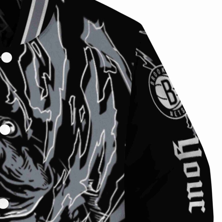custom brooklyn nets fishing passion black white jacket premium grade